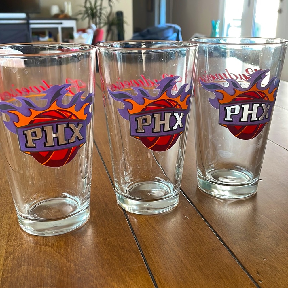 Set of 4 Budweiser Phoenix Suns "PHX" Pint Glasses